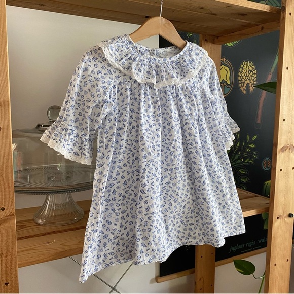 Frances Rose White Blue Floral Ruffle Collar Mary Margaret Dress 2t - Picture 5 of 16